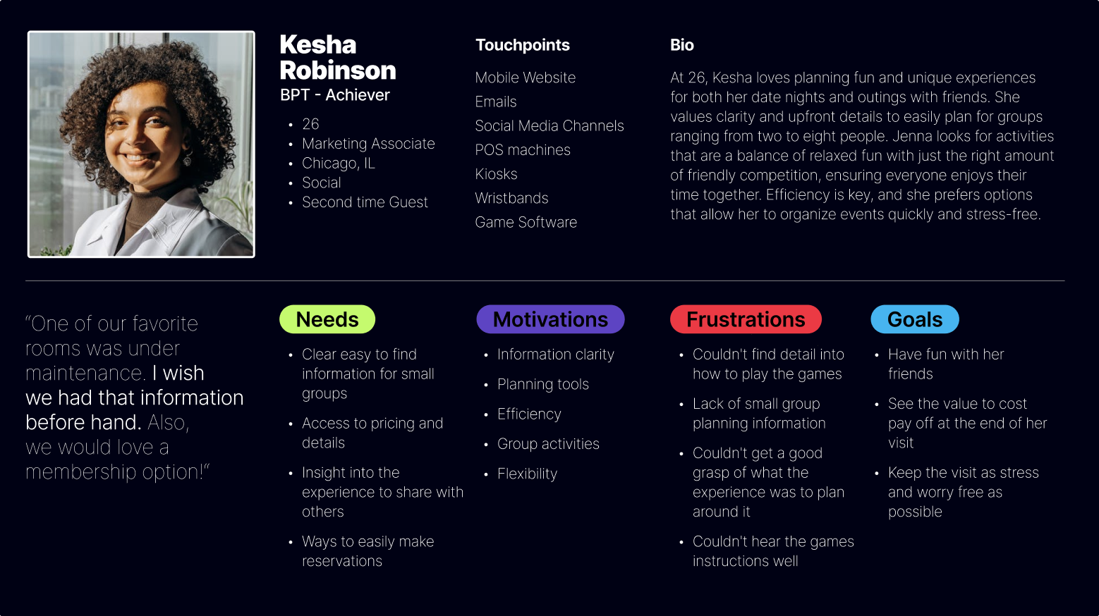 Persona — Kesha Robinson, party planner